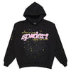 Black Sp5der Punk Slime Hoodie by THE EA STORE featuring Sp5der branding, perfect for a casual and edgy streetwear look.