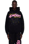 Black Sp5der punk slime hoodie by THE EA STORE, featuring bold Sp5der branding and a casual pullover design.