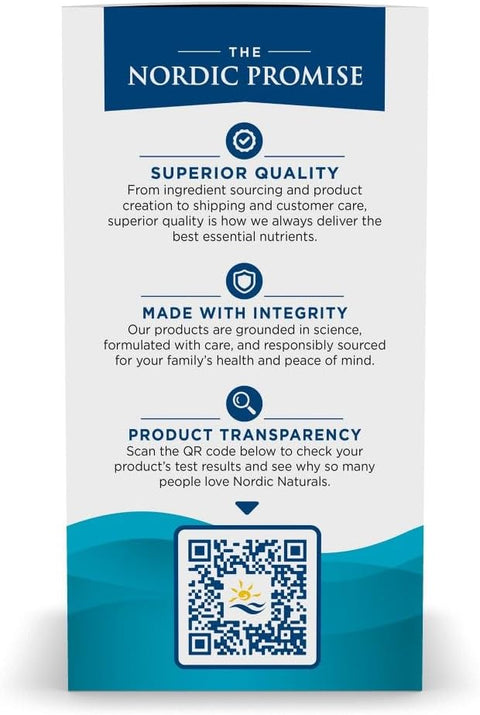 Nordic Promise product packaging with text about superior quality, integrity, and product transparency.