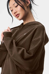 Alo Yoga unisex Accolade hoodie in espresso brown fleece, featuring a cozy pullover design and subtle logo detail.