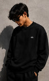 Alo Men's Black Oversized Crewneck Sweatshirt – Premium Cotton Fleece Casual Streetwear Pullover