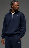 Alo Yoga Men’s Navy Blue Half-Zip Pullover Sweatshirt – Premium Oversized Fleece Athleisure Sweater