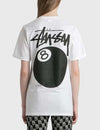 White Stussy 8 Ball Tee from THE EA STORE, featuring a classic 8 ball graphic on the essentials cotton T-shirt.