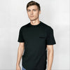 Black Fear of God Essentials Tee in stretch limo color, featuring a relaxed fit and minimal logo design.