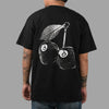 Black Stussy Cherry 8 Ball Tee from THE EA STORE, featuring a bold cherry and 8 ball graphic on the essentials t-shirt.