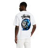 White Stussy x Born X Raised 8 Ball Tee featuring bold graphic design, casual essentials by THE EA STORE.