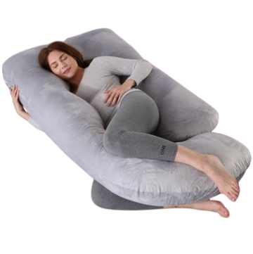 J-Shaped Pregnancy Pillow with Crystal Velvet Cover
