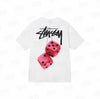 Stussy Pink Fuzzy Dice Tee – White