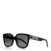 Black Square Sunglasses – Classic Luxury Frame with Gold Details