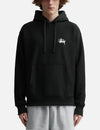 Stüssy Black Stock Logo Hooded Sweatshirt – Classic Pullover with Front and Back Branding