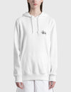 Stüssy White Stock Logo Hooded Sweatshirt – Classic Pullover with Front and Back Branding