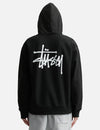 Stüssy Black Stock Logo Hooded Sweatshirt – Classic Pullover with Front and Back Branding