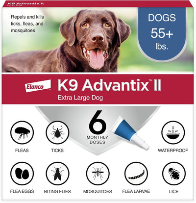 K9 Advantix II Flea and Tick Prevention XL for dogs offers vet recommended tick control formula.