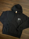 Stüssy Black 8-Ball Hooded Sweatshirt – Graphic Pullover with Front and Back Logo