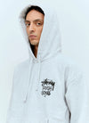 Stüssy Ash Grey Tough Gear Hooded Sweatshirt – Graphic Pullover with Front and Back Branding