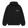 Black Fear of God Essentials Fleece Hoodie II, casual men's hoodie with soft fleece fabric from THE EA STORE.