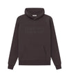 Fear of God Essentials hoodie in plum color, featuring a relaxed fit and soft fabric, designed for comfort and casual style.