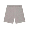 Dark oatmeal Fear of God Essentials sweat shorts from THE EA STORE, shown in size 2XS, with a relaxed fit and soft fabric.