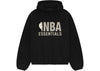 Black Fear of God Essentials x NBA hoodie with logo and design, featuring a casual and sporty style.