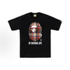 Black and beige plaid BAPE Check Ape Head Tee from THE EA STORE, featuring the iconic ape head logo on the essentials t-shirt.