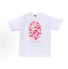 White and pink camo BAPE Sakura Ape Head Tee from THE EA STORE, featuring a graphic of an ape head on the front.