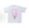 White BAPE Sakura Tree Ape Head Tee from THE EA STORE, featuring a graphic of an ape head with sakura flowers.