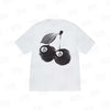 White Stussy Cherry 8 Ball Tee from Essentials collection, featuring a printed cherry and 8 ball graphic on the front.