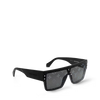Louis Vuitton LV Waimea L sunglasses with black frame, monogram pattern, and tinted lenses, styled for a fashionable look.