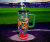 Limited edition Stanley 40oz Quencher H2.0 FlowState tumbler by THE EA STORE, showing the sleek stainless steel design and lid.
