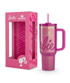 40 oz Stanley x Barbie Icon Quencher tumbler from THE EA STORE, featuring a durable design and vibrant Barbie-themed graphics.