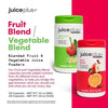 Jar of Juice Plus+ Fruit & Vegetable Blend supplement by THE EA STORE, showing colorful mixed fruit and vegetable capsules inside.